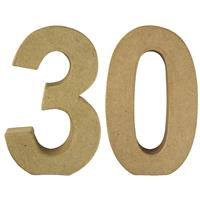 Rayher hobby materialen Leeftijd 30 jaar Papier mache 3D hobby knutsel cijfers setje van 15 x 9 x 3 cm -