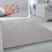 PACO HOME Hochflor Teppich Für Wohnzimmer Softes Kaninchenfell Imitat Kunstfell In Grau 60x90 cm