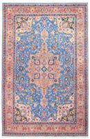 morgenland Wollen kleed Tabriz medaillon Blu 308 x 197 cm Uniek exemplaar met certificaat