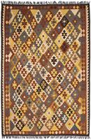 morgenland Wollen kleed Kelim Maimene dik gedessineerd 294 x 199 cm Omkeerbaar tapijt