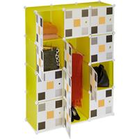 RELAXDAYS Steckregal Kleiderschrank, 8 Fächer, 2 Kleiderstangen, Garderobenschrank, HxBxT: 145 x 110 x 37 cm, gelb/ bunt