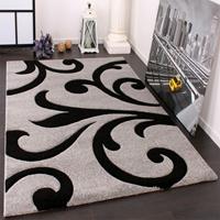 PACO HOME Designer Teppich mit Konturenschnitt Modern Grau Schwarz 240x330 cm
