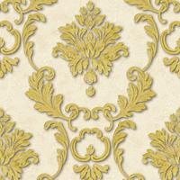 PROFHOME Barock Tapete 324223-GU Vliestapete leicht strukturiert mit Ornamenten matt creme gold 5,33 m2