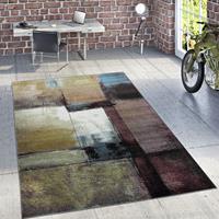 PACO HOME Designer Teppich Modern Wohnzimmer Ölgemälde Abstrakt Rost Optik In Schwarz Gelb 70x250 cm