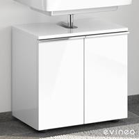Evineo ineo4 Waschtischunterschrank ohne Waschtischanbindung mit 2 Türen, mit Griff, BE0213WH