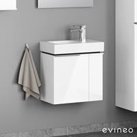 Evineo ineo4 Handwaschbeckenunterschrank mit 2 Türen, mit Griff, BE0217WH
