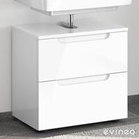 Evineo ineo5 Waschtischunterschrank ohne Waschtischanbindung mit 2 Auszügen, mit Griffmulde, BE0314WH