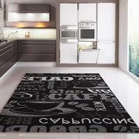 VIMODA Küchenteppich Teppichläufer Coffee Design Modern Kaffee Muster in Schwarz ideal für die Lounge oder Küche,40x60 cm