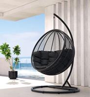 24Designs Hangstoel Cocoon Deluxe 1-Persoons Egg Chair - Zwart