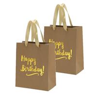 Cepewa Set van 6x stuks papieren verjaardag giftbags/cadeau tasjes Happy Birthday 20 x 24 x 11 cm -