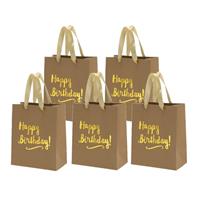 Cepewa Set van 12x stuks papieren verjaardag giftbags/cadeau tasjes Happy Birthday 20 x 24 x 11 cm -