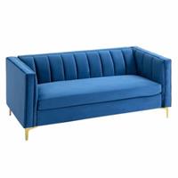 HOMCOM 3-Sitzer-Sofa mit samtartigem Stoffbezug blau