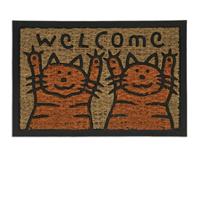 RELAXDAYS Fußmatte Kokos, mit Katzen & Welcome Spruch, gummiert, innen und außen, Türabtreter 60 x 40 cm, orange/natur
