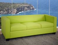 HWC Mendler 3er Sofa Couch Loungesofa Lille, Kunstleder hellgrün