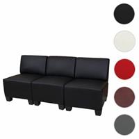 HWC Mendler 3-Sitzer Sofa, schwarz ohne Armlehnen