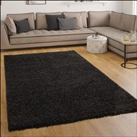 pacohome Shaggy Hochflor Langflor Teppich Sky Einfarbig in Schwarz 190x280 cm - Paco Home