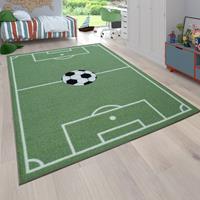 PACO HOME Kinder-Teppich, Spiel-Teppich Für Kinderzimmer Mit Fußball-Motiv, In Grün 80x150 cm