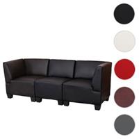 HWC Mendler Modular 3-Sitzer Sofa Lyon, schwarz hohe Armlehnen