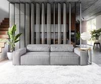 DELIFE Big-Sofa Sirpio XL 270x125 cm Mikrofaser Grau Kedernaht