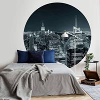 K&L WALL ART Runde Fototapete New York Tapete Skyline Vliestapete Loft Wohnzimmer Wandbild Ã 140 cm