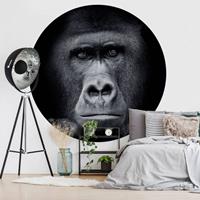 K&L WALL ART Runde Fototapete Gorilla Tapete Safari Vliestapete schwarz Wandbild Kinderzimmer Ã 140 cm