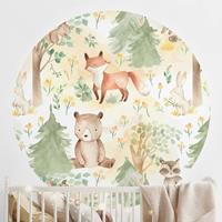 Bilderwelten Runde Tapete selbstklebend - Fuchs und Hase mit BÃumen GrÃ¶ÃŸe HxB: 244cm x 244cm