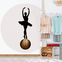 K&L WALL ART Runde Fototapete Kubistika Ballerina Tapete Vollmond Vliestapete Wandbild Ã 140 cm