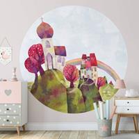 K&L WALL ART Runde Fototapete Blanz MÃrchen Regenbogen Tapete Kinder Schlafzimmer Vliestapete Ã 140 cm