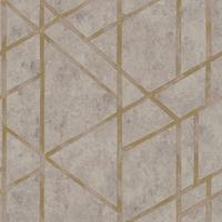 PROFHOME Grafik Tapete 369283 Vliestapete leicht strukturiert mit geometrischen Formen glÃnzend gold beige grau 5,33 m2