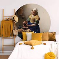 K&L WALL ART Runde Fototapete Vermeer Kunstdruck Tapete Milchkrug GemÃlde Vliestapete Barock Ã 140 cm