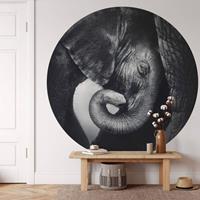 K&L WALL ART Runde Fototapete Baby Elefant Tapete Safari Tiere Vliestapete Kinderzimmer Deko Ã 140 cm