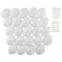 24x stuks witte hobby knutselen eieren van plastic 6 cm met hanger -