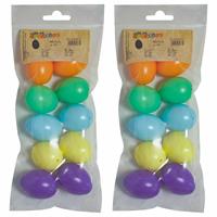 Merkloos 20x stuks gekleurde hobby knutselen eieren van plastic 4,5 cm -