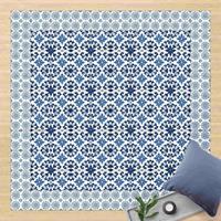 Bilderwelten Vinyl-Teppich - Marokkanische Fliesen Florale Blaupause mit Fliesenrahmen - Quadrat 1:1 GrÃ¶ÃŸe HxB: 40cm x 40cm