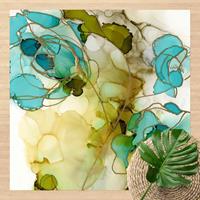 Bilderwelten Vinyl-Teppich - Blumenfacetten in Aquarell - Quadrat 1:1 GrÃ¶ÃŸe HxB: 40cm x 40cm