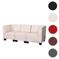 HWC Mendler Modular 3-Sitzer Sofa mit hohen Armlehnen creme