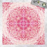 Bilderwelten Vinyl-Teppich - Mandala Aquarell Ornament Muster pink - Quadrat 1:1 GrÃ¶ÃŸe HxB: 40cm x 40cm