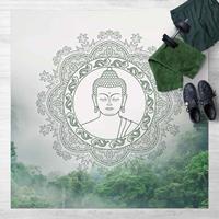 Bilderwelten Vinyl-Teppich - Buddha Mandala im Nebel - Quadrat 1:1 GrÃ¶ÃŸe HxB: 40cm x 40cm