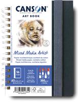 Canson Mixed Media Artist tekenboek, 28 vellen, 300 g/mÂ², ft 14,8 x 21 cm (A5)