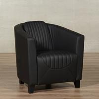 ShopX Leren fauteuil press special zwart, zwart leer, zwarte stoel