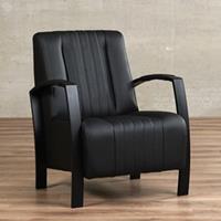 ShopX Leren fauteuil glamour zwart, zwart leer, zwarte stoel