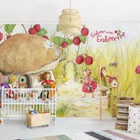 Klebefieber Fototapete Kinderzimmer Erdbeerinchen Erdbeerfee - Unter dem Himbeerstrauch