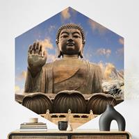 Klebefieber Hexagon Fototapete selbstklebend Großer Buddha