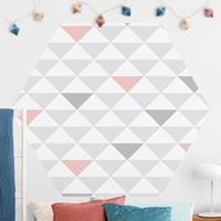 Klebefieber Hexagon Mustertapete selbstklebend No.YK65 Dreiecke Grau Weiß Rosa