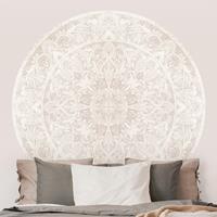 Klebefieber Runde Mustertapete selbstklebend Mandala Aquarell Ornament beige