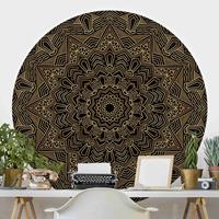 Klebefieber Runde Mustertapete selbstklebend Mandala Stern Muster gold schwarz