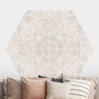 Klebefieber Hexagon Mustertapete selbstklebend Mandala Aquarell Ornament beige