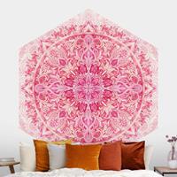 Klebefieber Hexagon Mustertapete selbstklebend Mandala Aquarell Ornament Muster pink