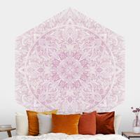 Klebefieber Hexagon Mustertapete selbstklebend Mandala Aquarell Ornament rosa