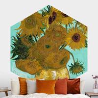 Klebefieber Hexagon Fototapete selbstklebend Vincent van Gogh - Vase mit Sonnenblumen